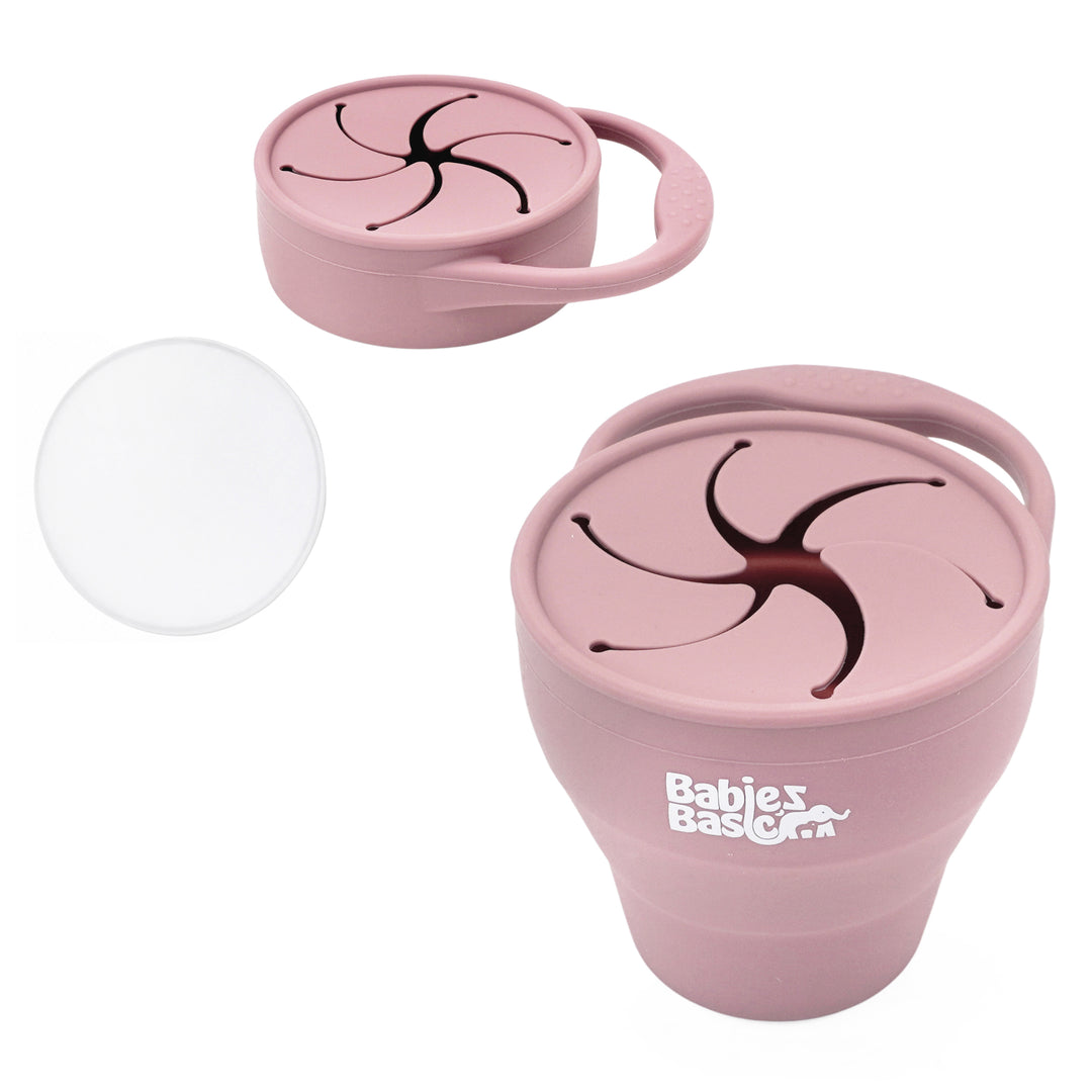 Babies Basic Collapsable Silicone Snack Cup/Box for Kids, Blush