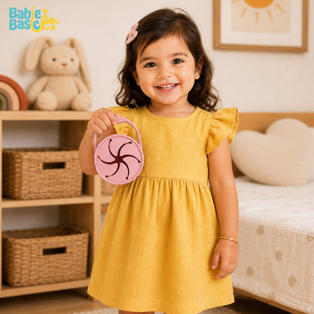 Babies Basic Collapsable Silicone Snack Cup/Box for Kids, Blush