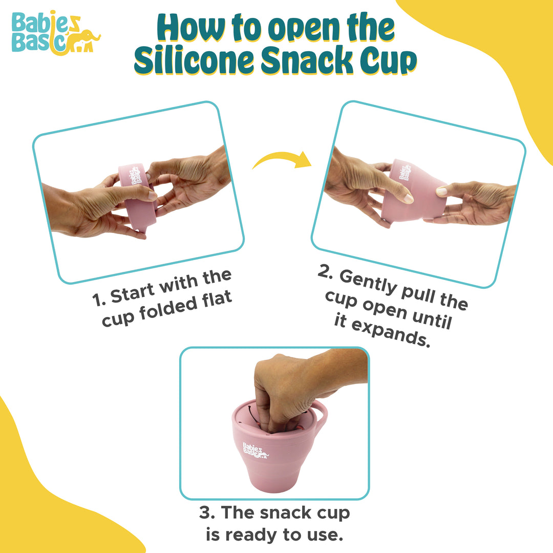 Babies Basic Collapsable Silicone Snack Cup/Box for Kids, Blush