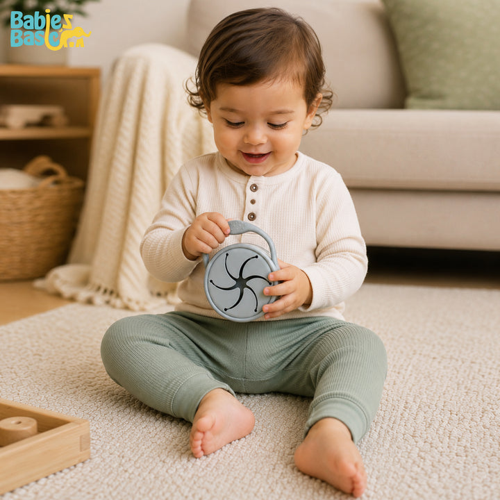 Babies Basic Collapsable Silicone Snack Cup/Box for Kids, Gray