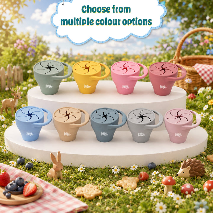 Babies Basic Collapsable Silicone Snack Cup/Box for Kids, Gray
