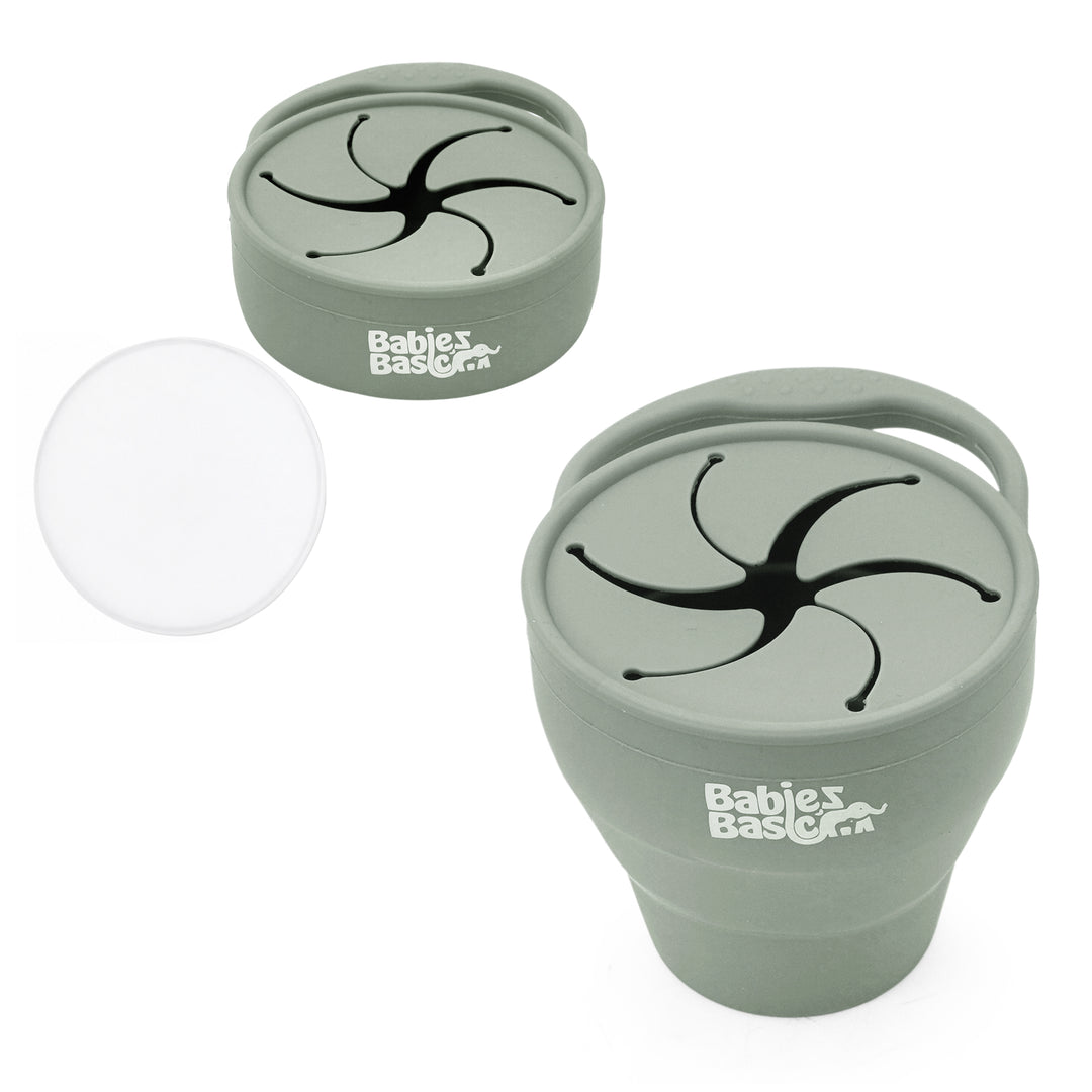 Babies Basic Collapsable Silicone Snack Cup/Box for Kids, Green