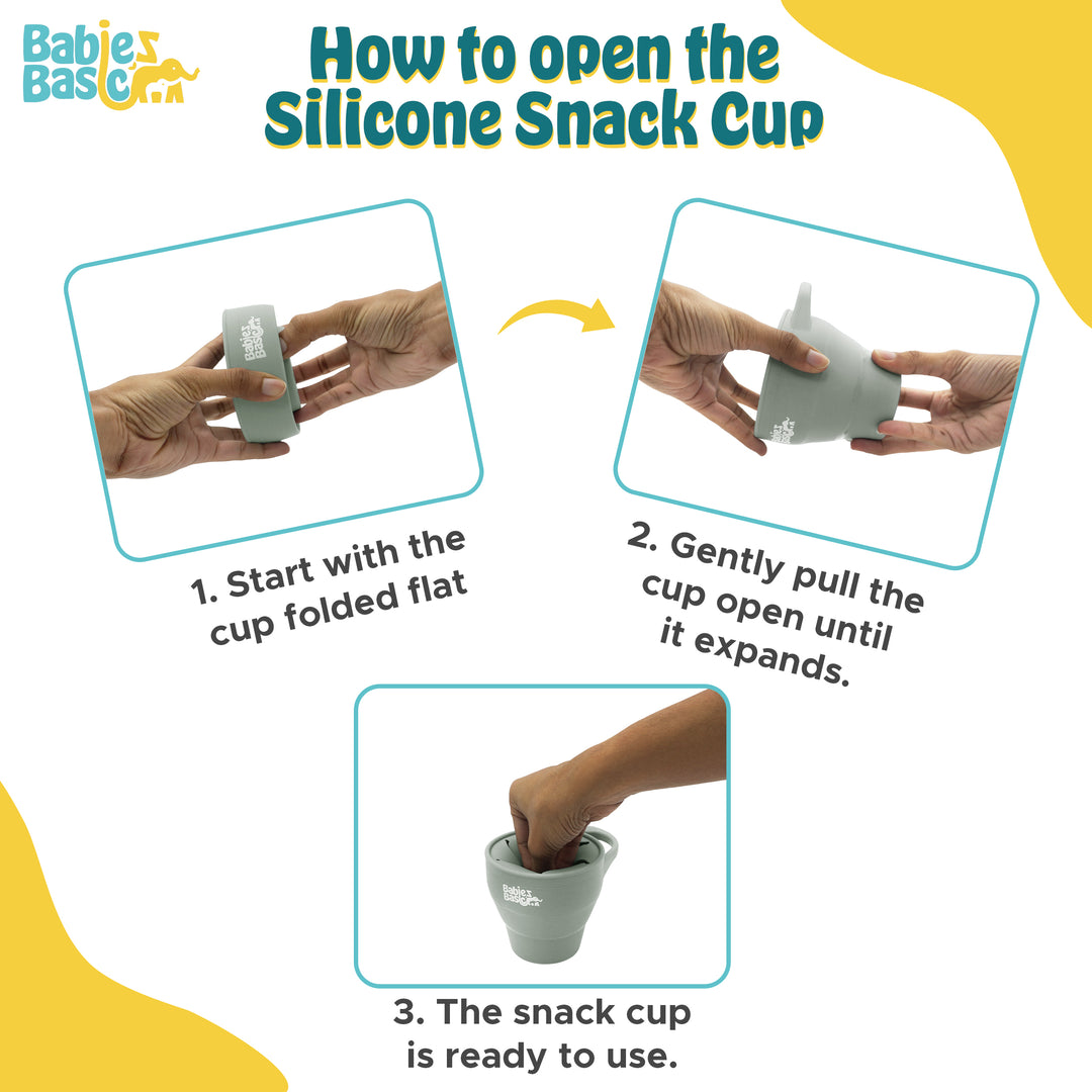 Babies Basic Collapsable Silicone Snack Cup/Box for Kids, Green