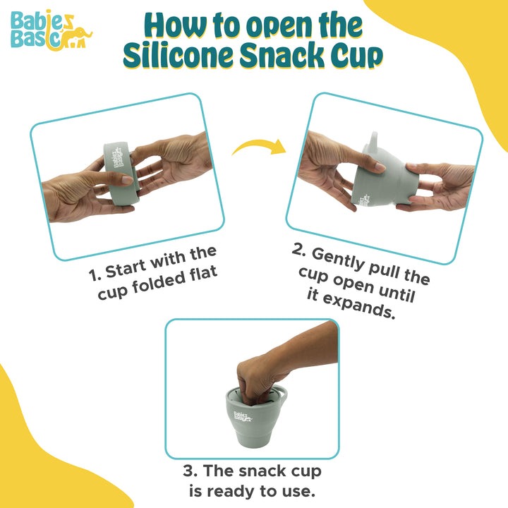 Babies Basic Collapsable Silicone Snack Cup/Box for Kids, Green