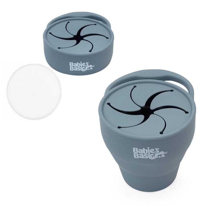 Babies Basic Collapsable Silicone Snack Cup/Box for Kids, Indigo