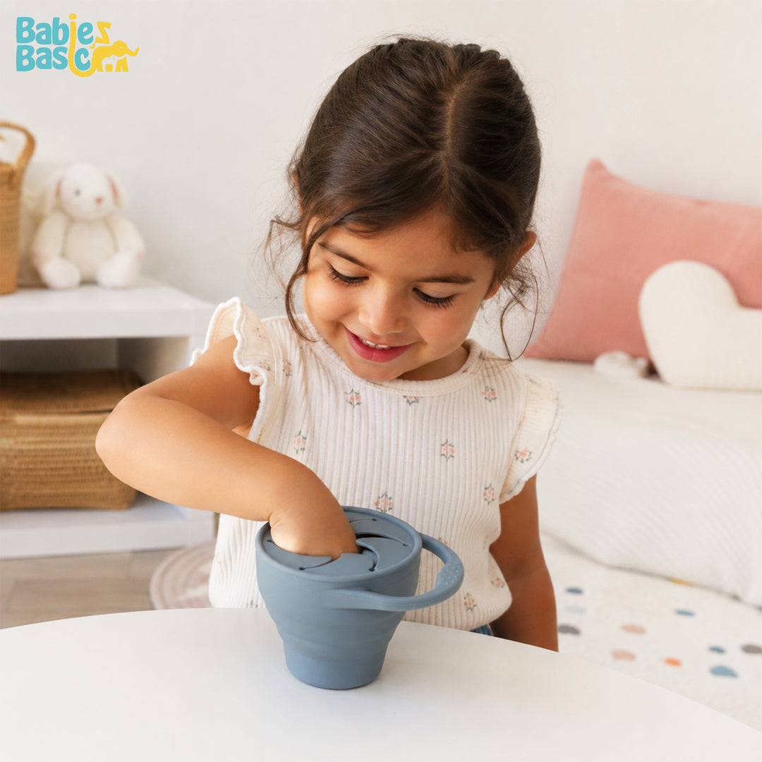 Babies Basic Collapsable Silicone Snack Cup/Box for Kids, Indigo
