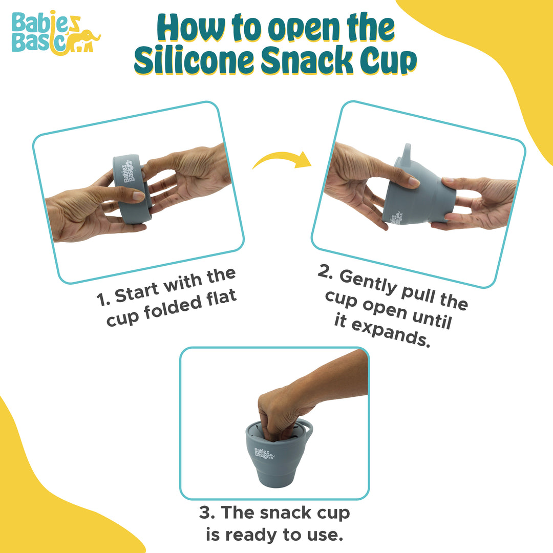 Babies Basic Collapsable Silicone Snack Cup/Box for Kids, Indigo