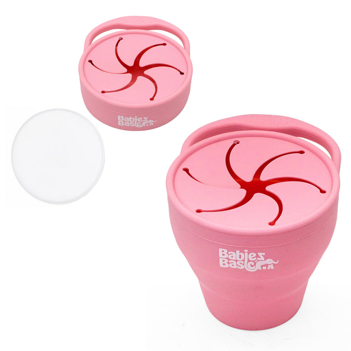 Babies Basic Collapsable Silicone Snack Cup/Box for Kids, Pink
