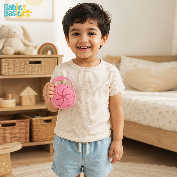 Babies Basic Collapsable Silicone Snack Cup/Box for Kids, Pink