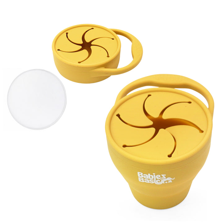 Babies Basic Collapsable Silicone Snack Cup/Box for Kids, Yellow