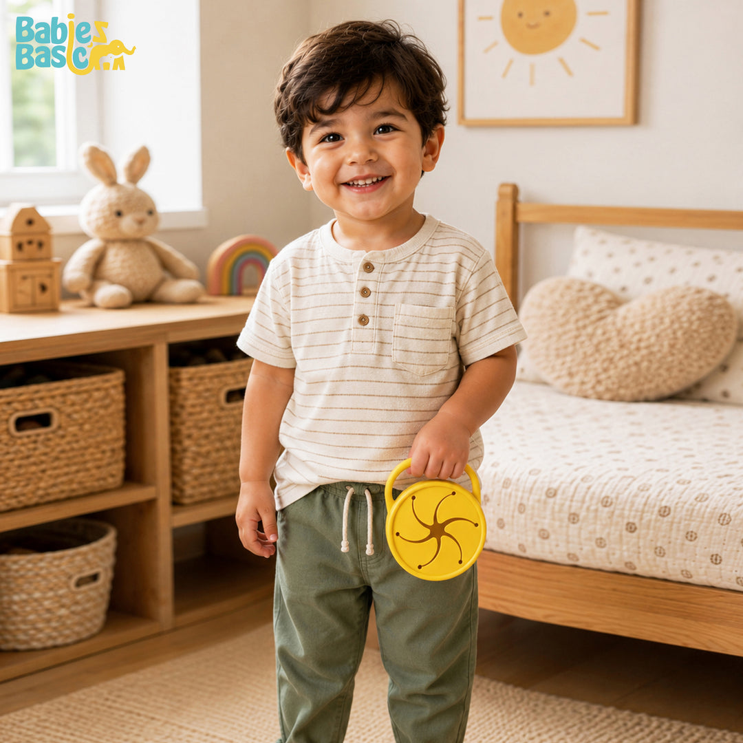 Babies Basic Collapsable Silicone Snack Cup/Box for Kids, Yellow