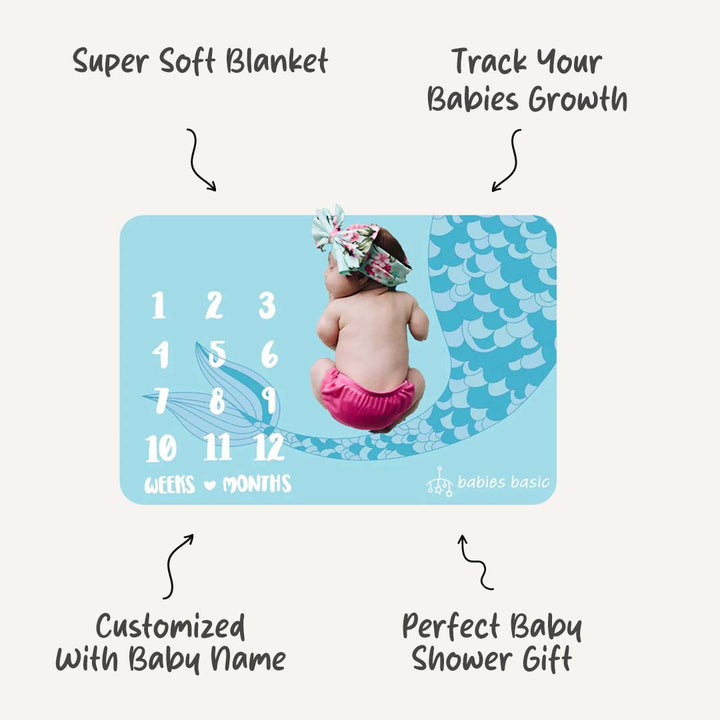 Personalized Milestone Blanket - Blue Whale | Warmth And Comfort | Perfect For Baby’s First Year