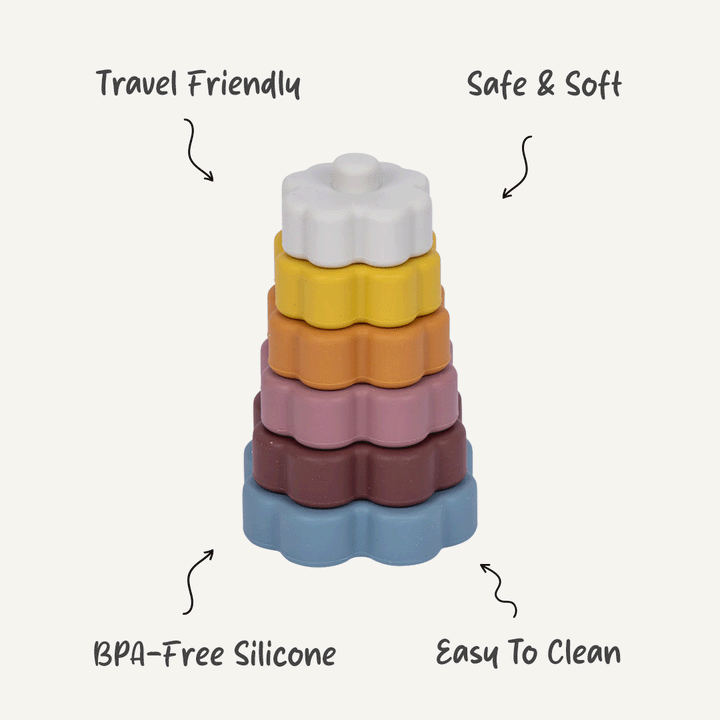 Silicone Stacking Toy for Babies/Kids - Stacking Flower, Original | Non-Toxic & Fun |  For Safe and Creative Playtime