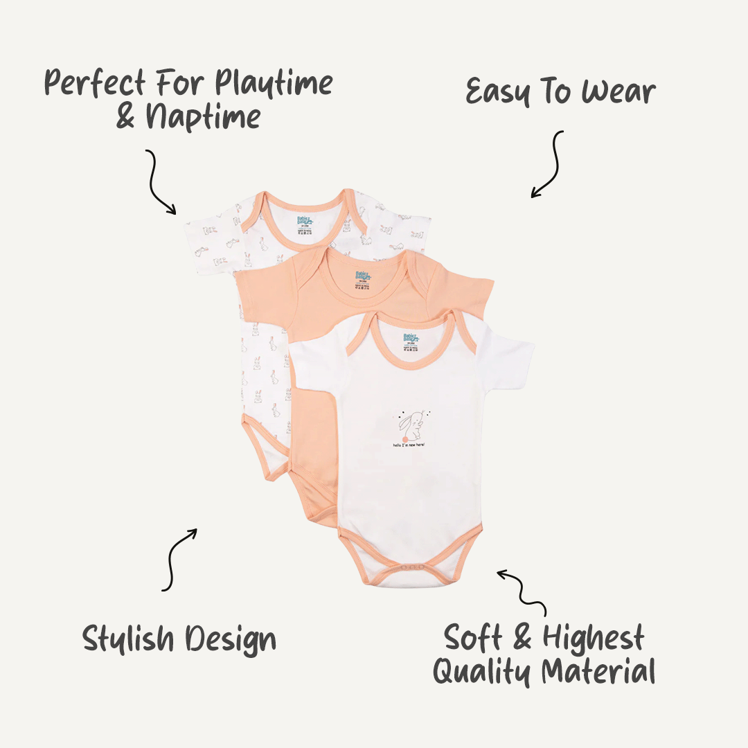 Babies Basic - 3pc-Set - Short Sleeves Printed Romper