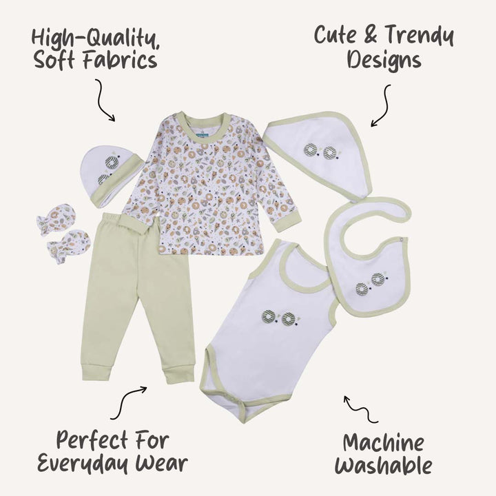 Seven Piece Unisex 100% Cotton Gift Set - Camel | Premium Quality & Perfect for Newborns