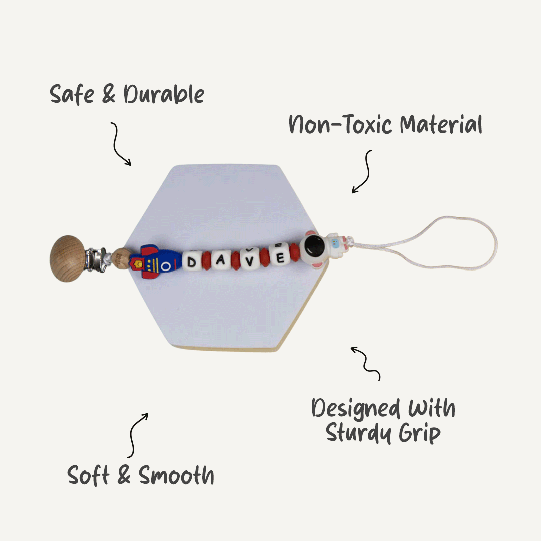 Personalized Pacifier Clip - Blue Astronaut | Custom & Durable
