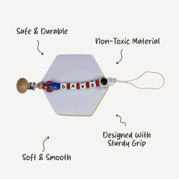 Personalized Pacifier Clip - Blue Astronaut | Custom & Durable