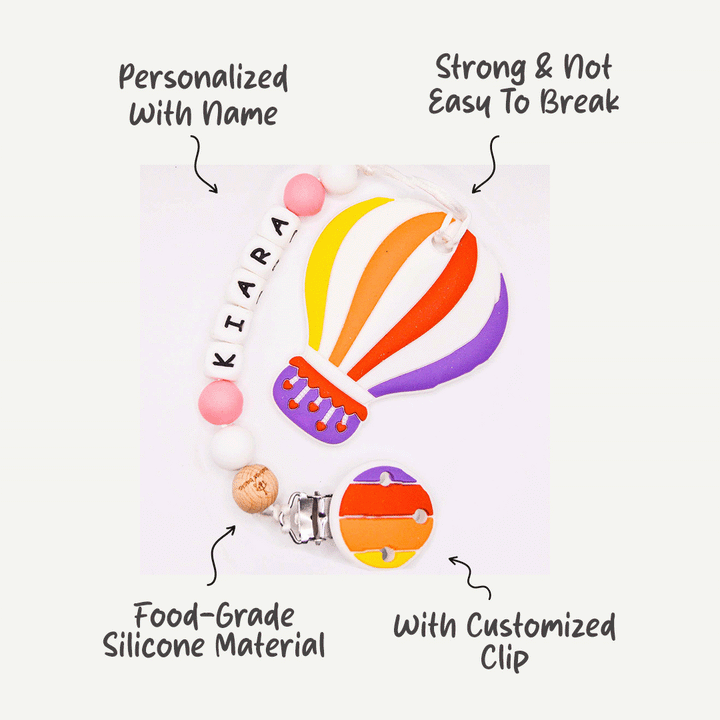 Personalized Pacifier Clip for Babies - Rainbow Parachute | Safe And Durable