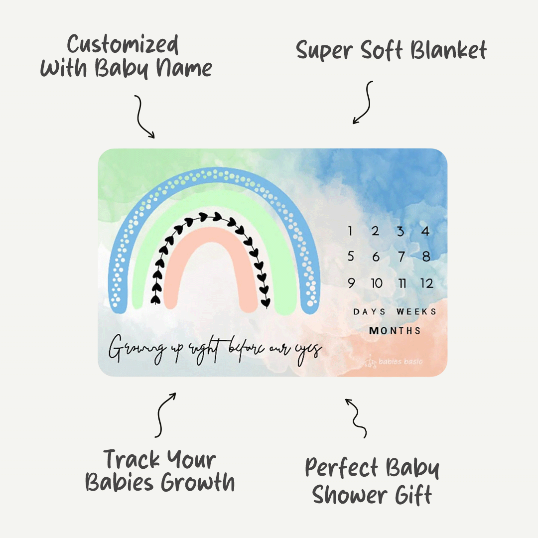 Personalized Milestone Blanket - Rainbow | Track Babies Growth