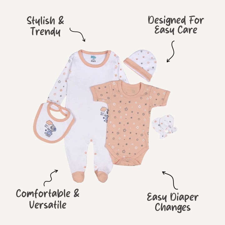 5 Piece Unisex Baby Clothing Set | 100% Cotton