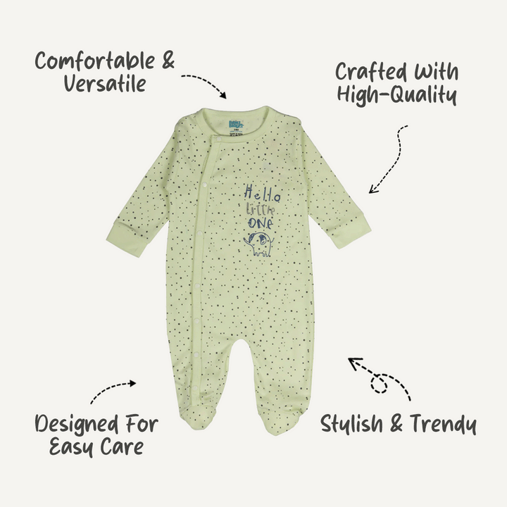 BabiesBasic 100% Cotton Printed Long Sleeves Jumpsuit/Romper/Sleepsuit With Feet Covering For Babies