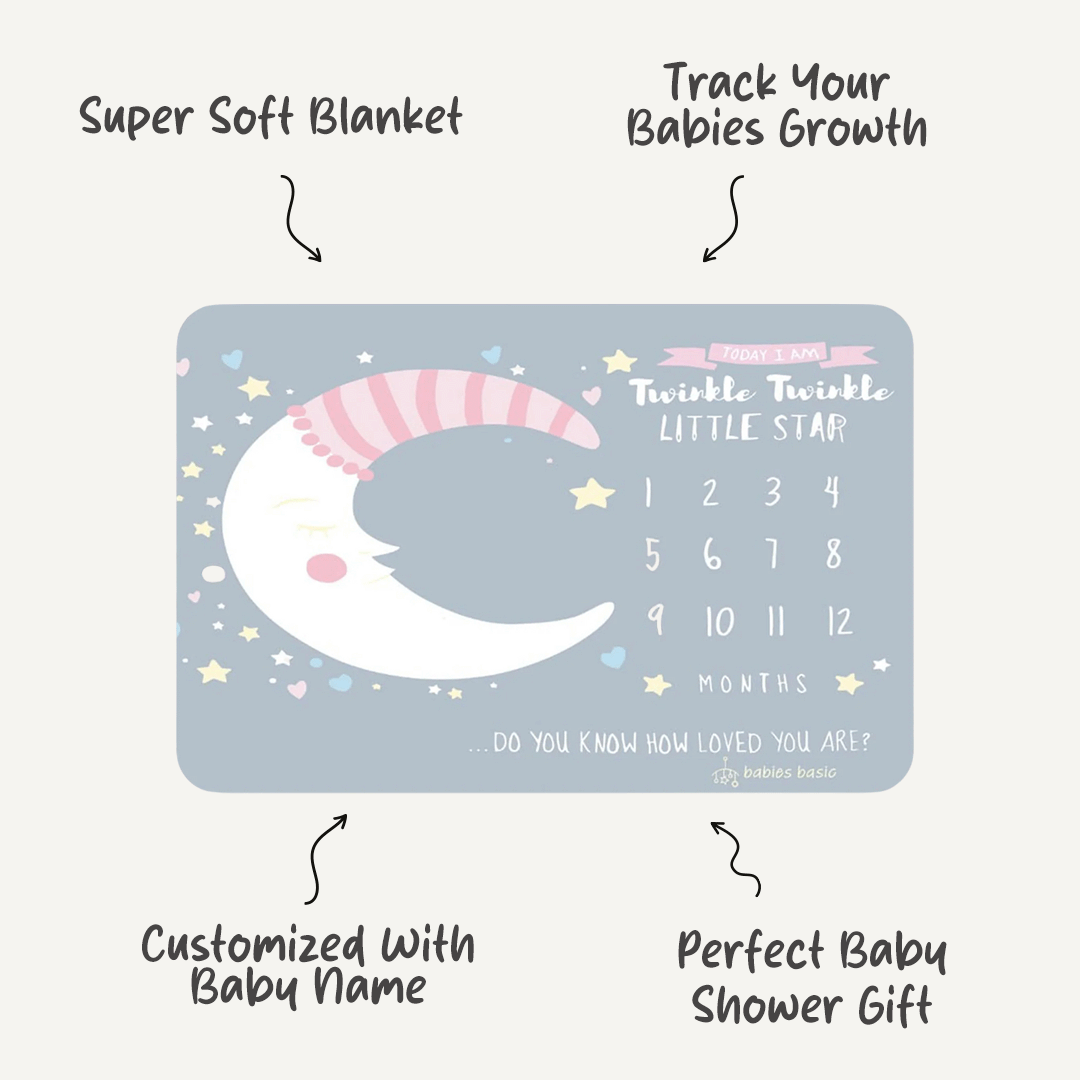 Personalized Milestone Blanket - Twinkle Twinkle | Super Soft Fleece Blanket