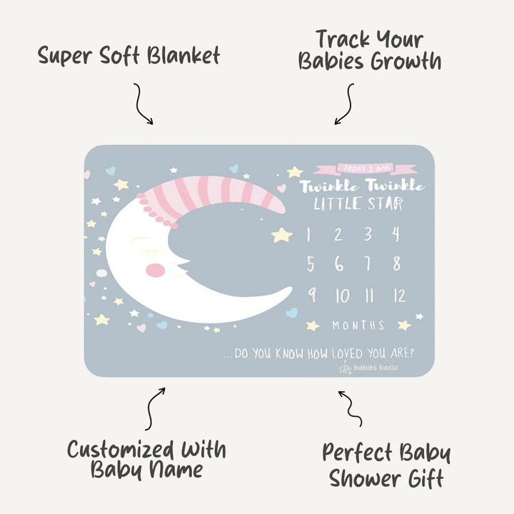 Personalized Milestone Blanket - Twinkle Twinkle | Super Soft Fleece Blanket