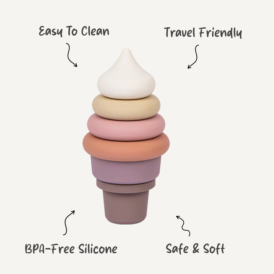 Silicone Stacking Toy for Babies/Kids - Ice Cream | Non-Toxic & Fun |  For Safe and Delightful Playtime