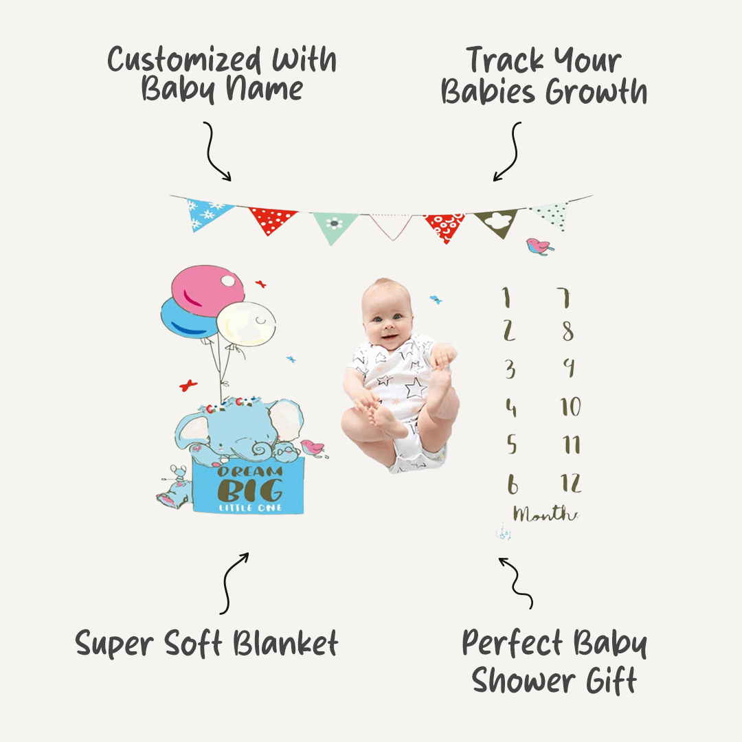 Personalized Milestone Blanket - Dream Big | Customizable & Cozy | Perfect for Inspiring Baby’s First Year