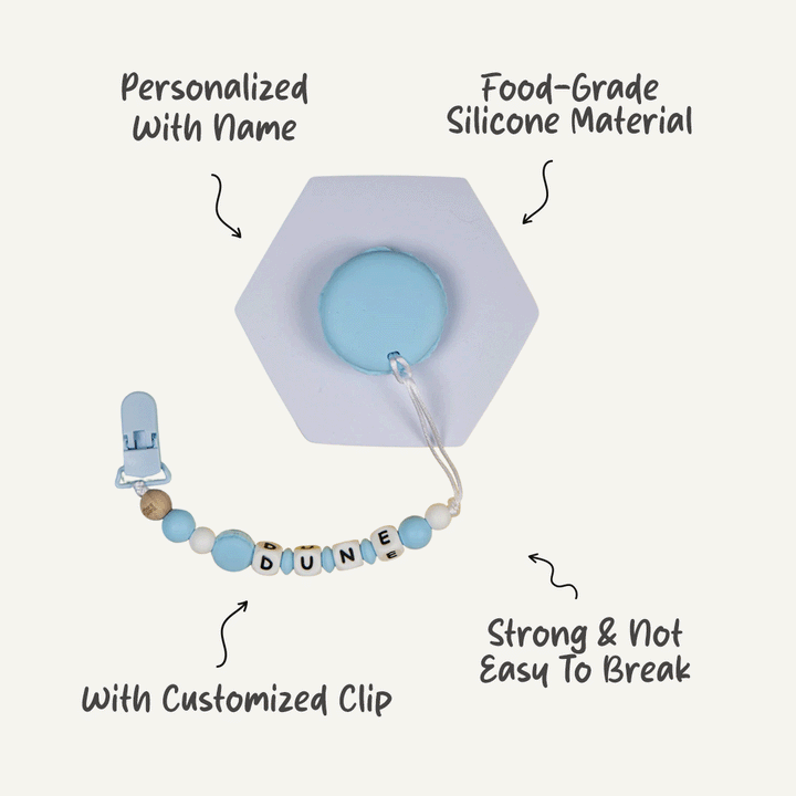 Personalized Pacifier Clip - Blue Macaron | Safe And Durable
