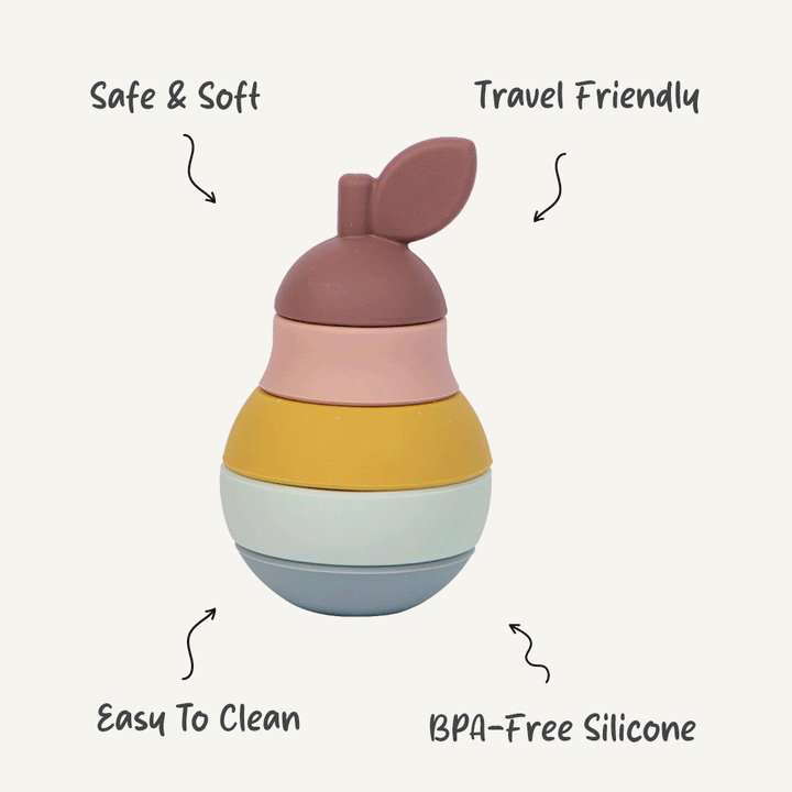 Silicone Stacking Toy for Babies/Kids - Pear Shape | Non-Toxic & Fun |  For Safe and Engaging Playtime