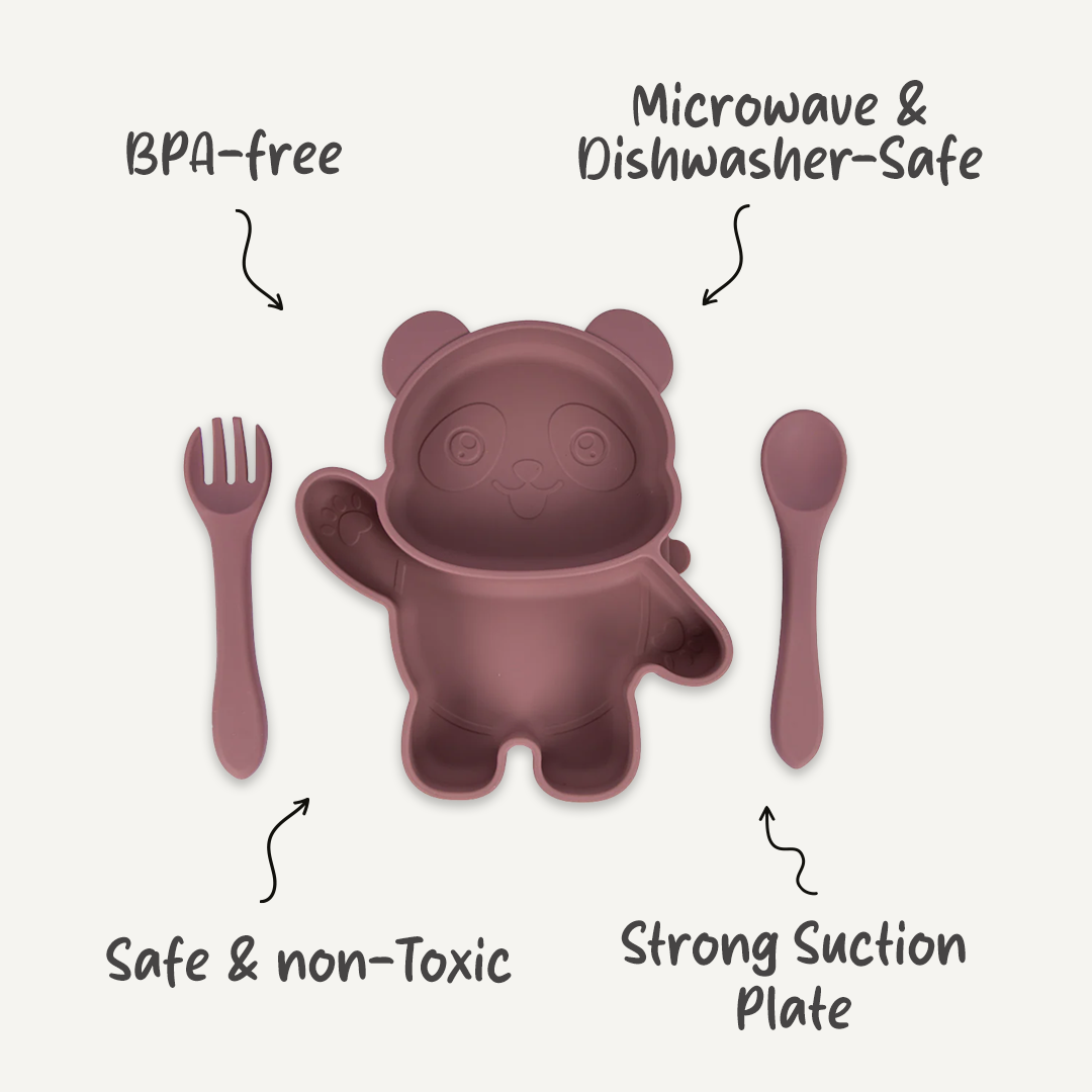 Three-Piece Silicone Panda Feeding Set | Non-Toxic & Easy to Clean