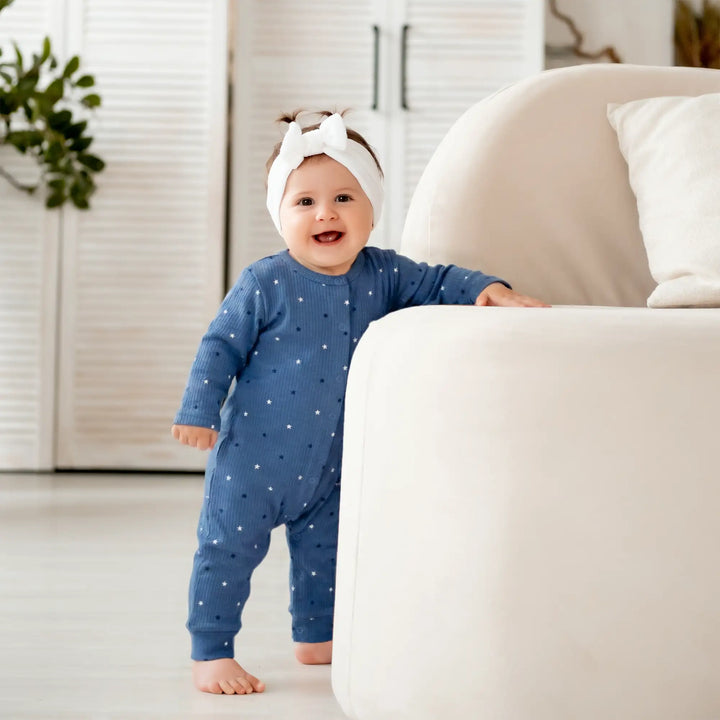 Babies Basic Ribbed Cotton Set with Sleepsuit/Romper, Cap and Bib