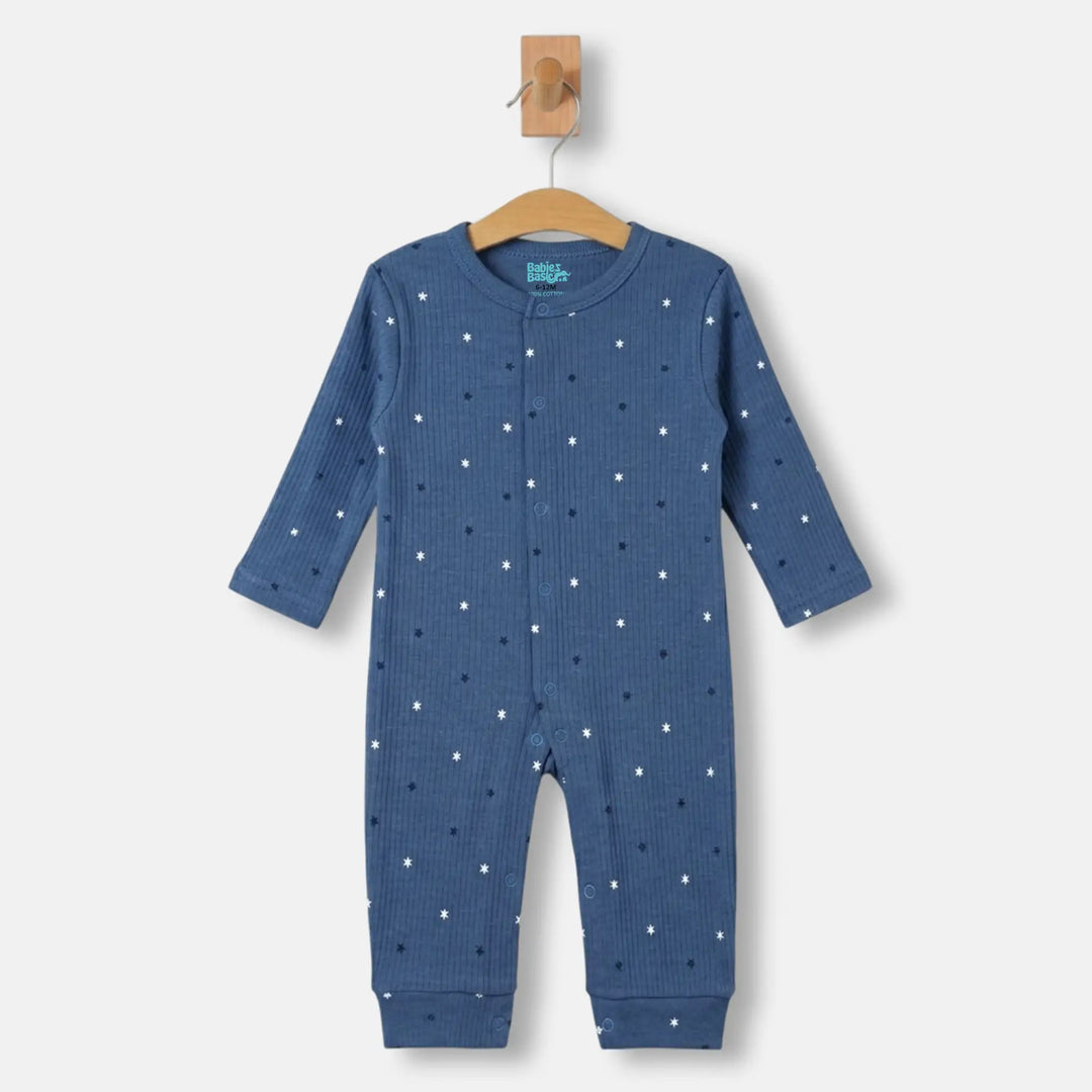 Babies Basic Ribbed Cotton Set with Sleepsuit/Romper, Cap and Bib