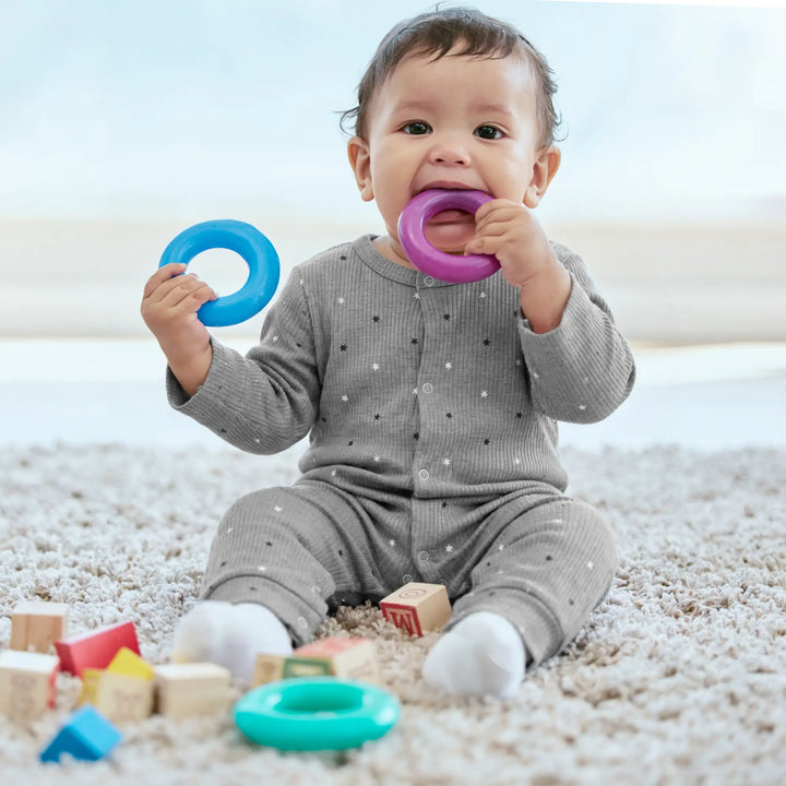 Babies Basic Ribbed Cotton Set with Sleepsuit/Romper, Cap and Bib