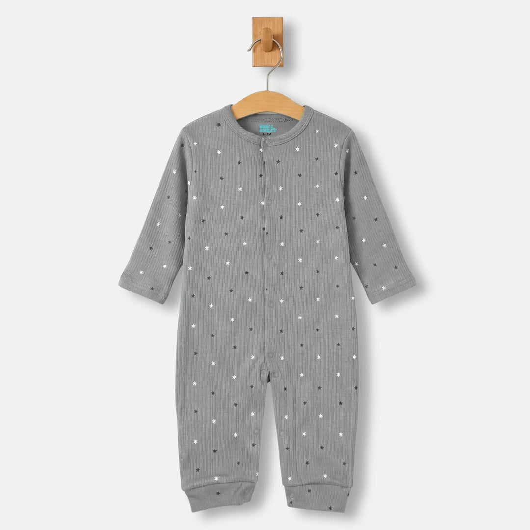 Babies Basic Ribbed Cotton Set with Sleepsuit/Romper, Cap and Bib