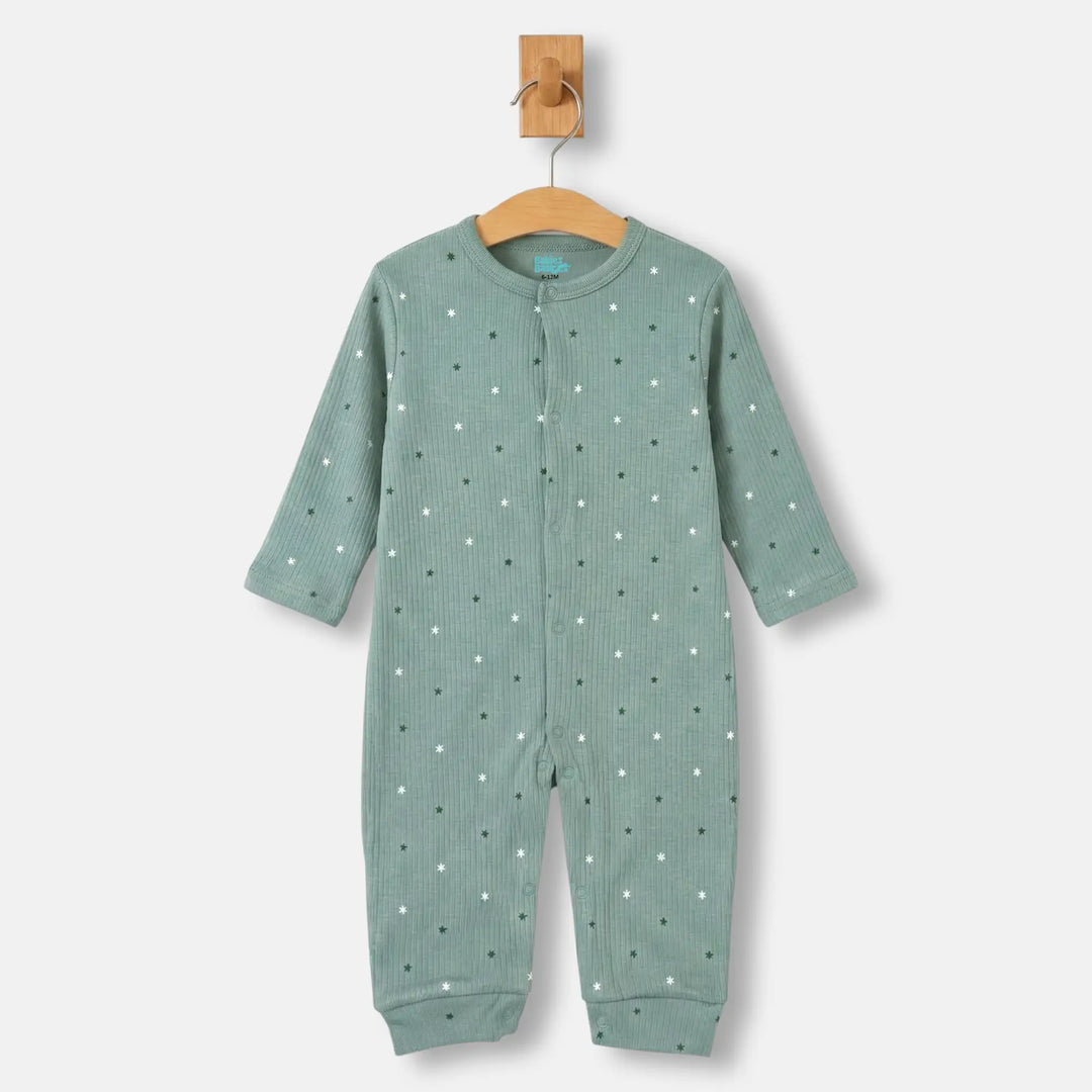 Babies Basic Ribbed Cotton Set with Sleepsuit/Romper, Cap and Bib