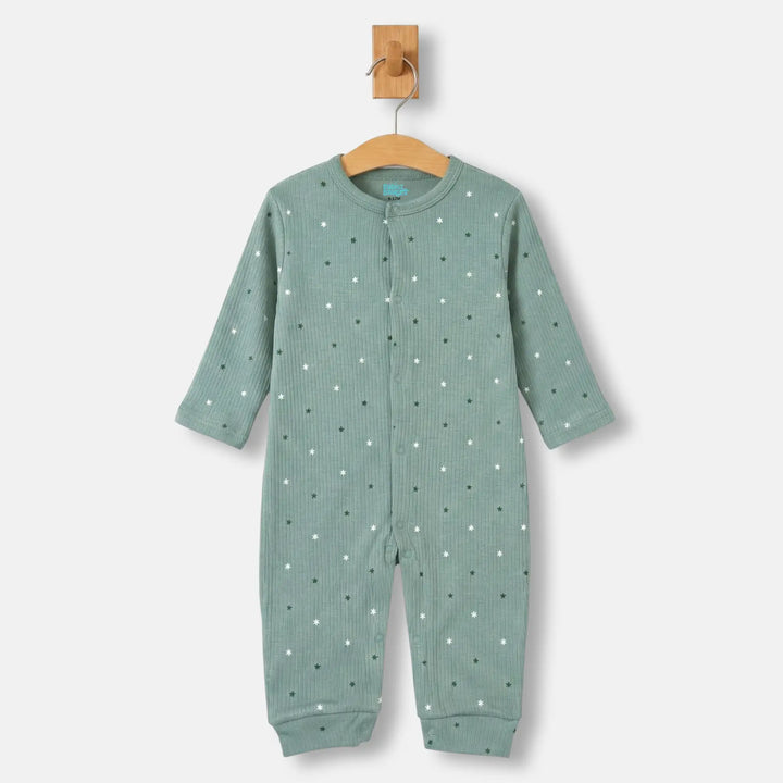 Babies Basic Ribbed Cotton Set with Sleepsuit/Romper, Cap and Bib