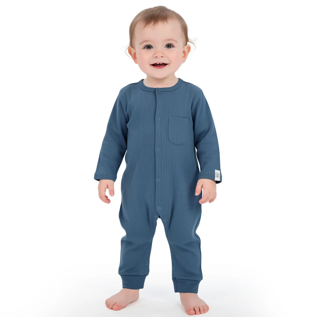 Babies Basic Ribbed Cotton Sleepsuit/Romper