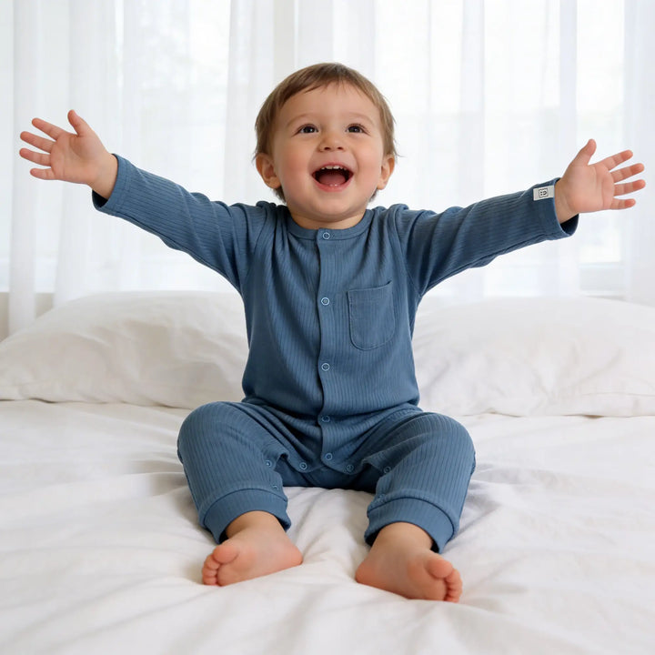 Babies Basic Ribbed Cotton Sleepsuit/Romper