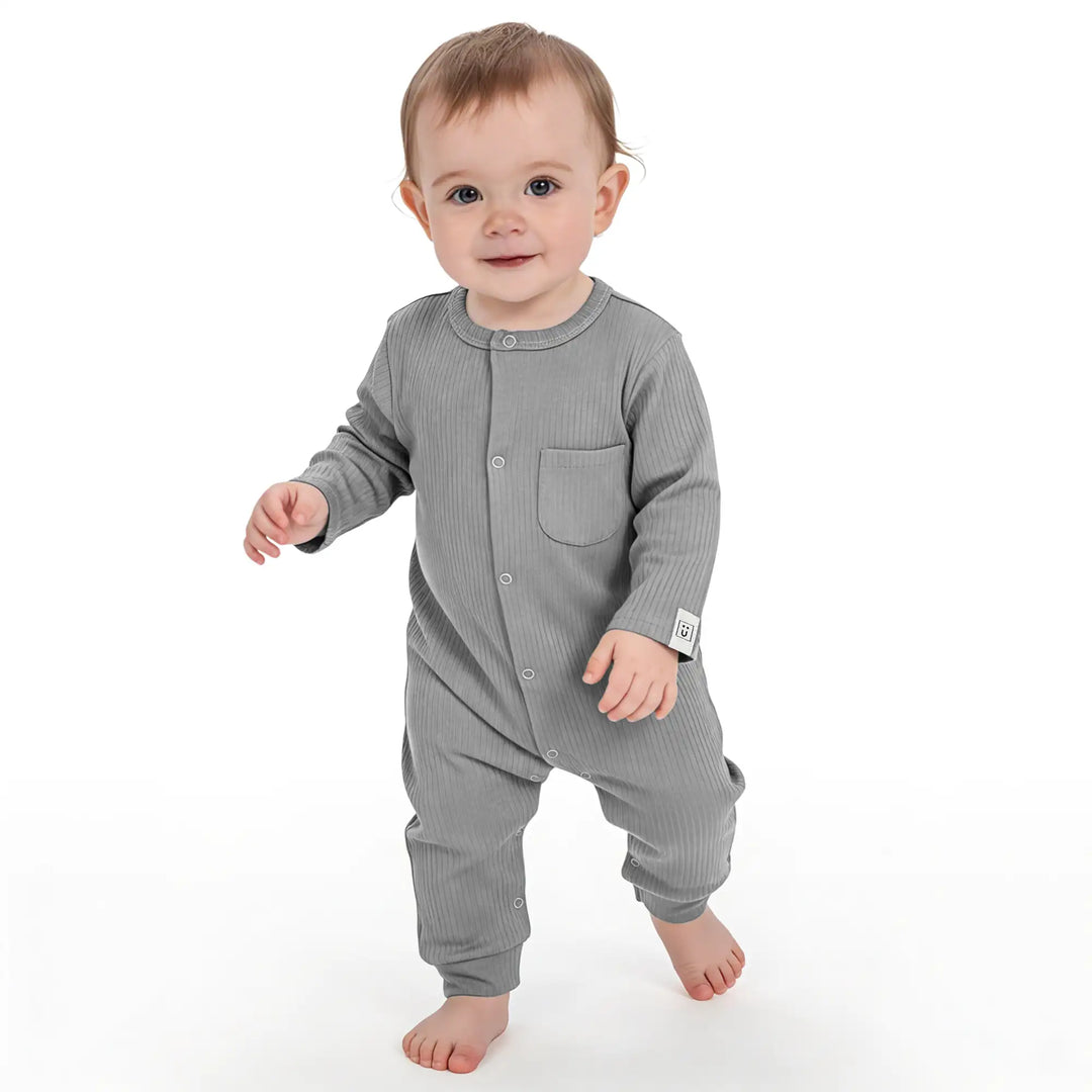 Babies Basic Ribbed Cotton Sleepsuit/Romper