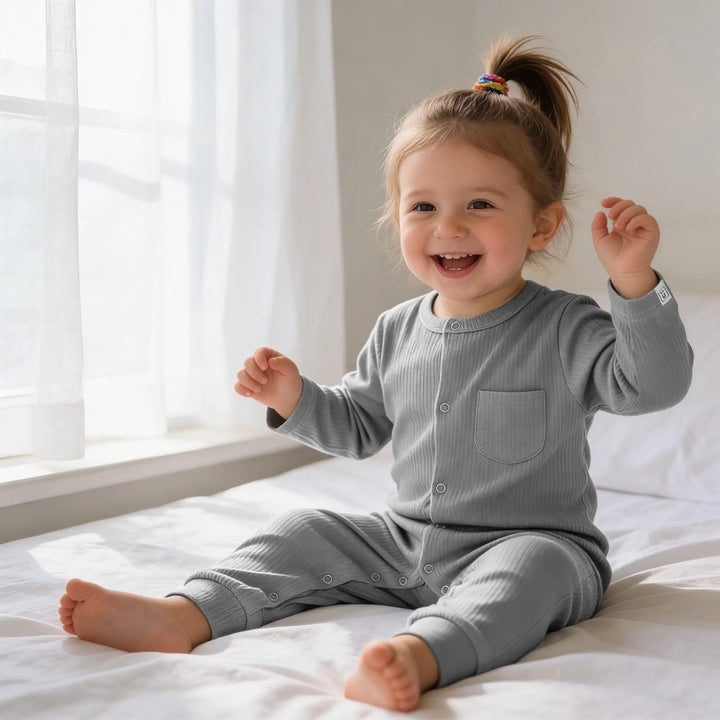 Babies Basic Ribbed Cotton Sleepsuit/Romper