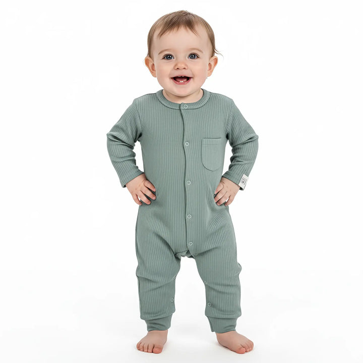 Babies Basic Ribbed Cotton Sleepsuit/Romper