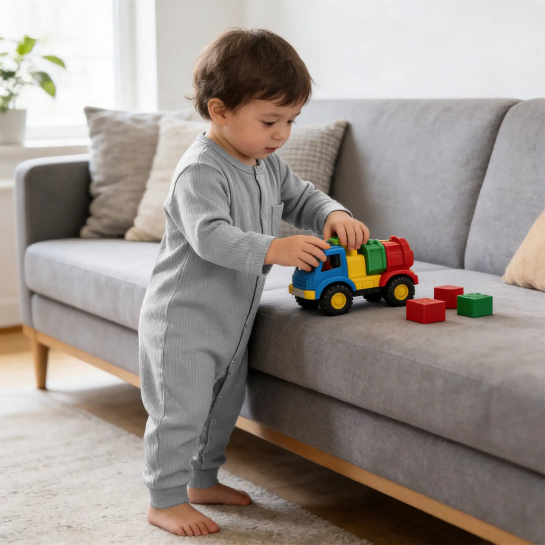 Babies Basic Ribbed Cotton Sleepsuit/Romper