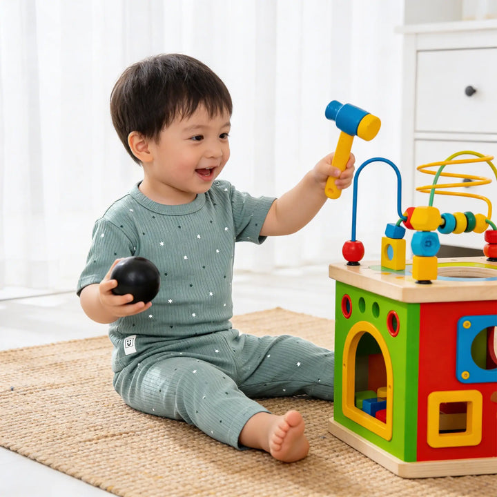 Babies Basic Ribbed Cotton Printed Short Sleeves T-shirt and Printed Pyjama Set