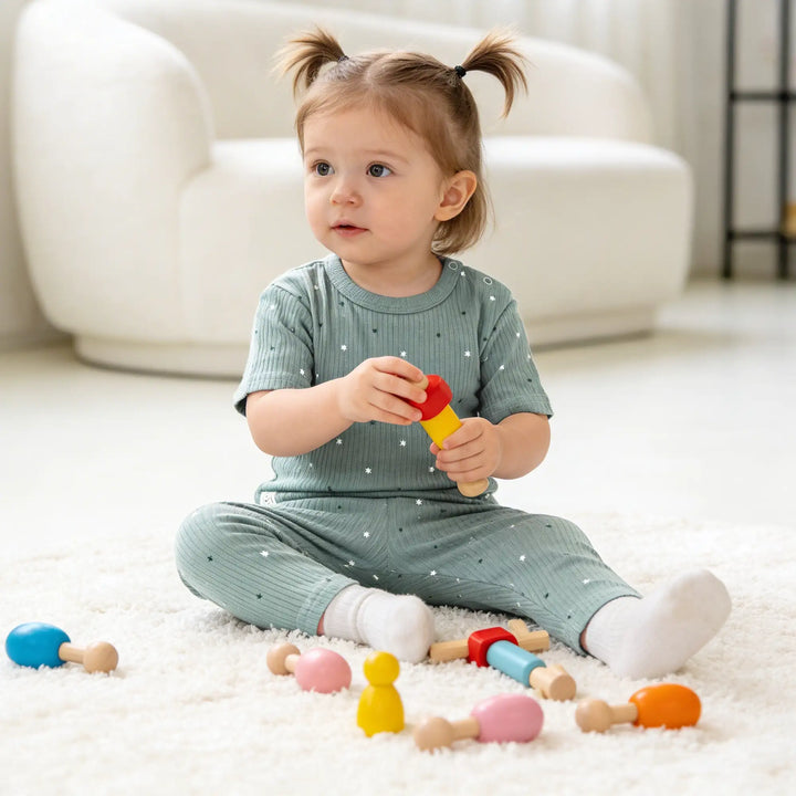 Babies Basic Ribbed Cotton Printed Short Sleeves T-shirt and Printed Pyjama Set