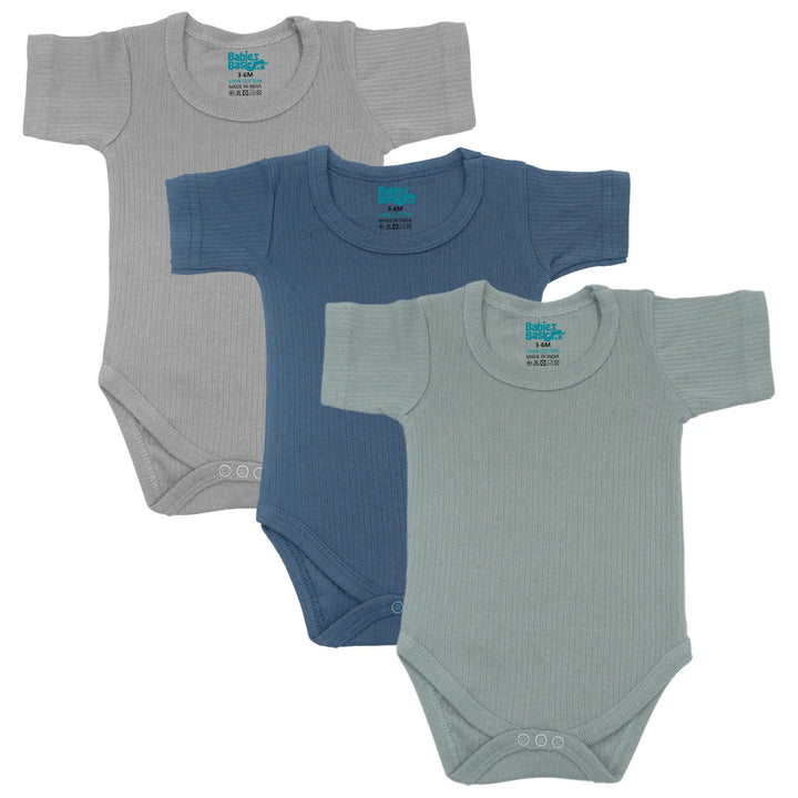 Babies Basic Ribbed Cotton Short Sleeves Romper / Bodysuit