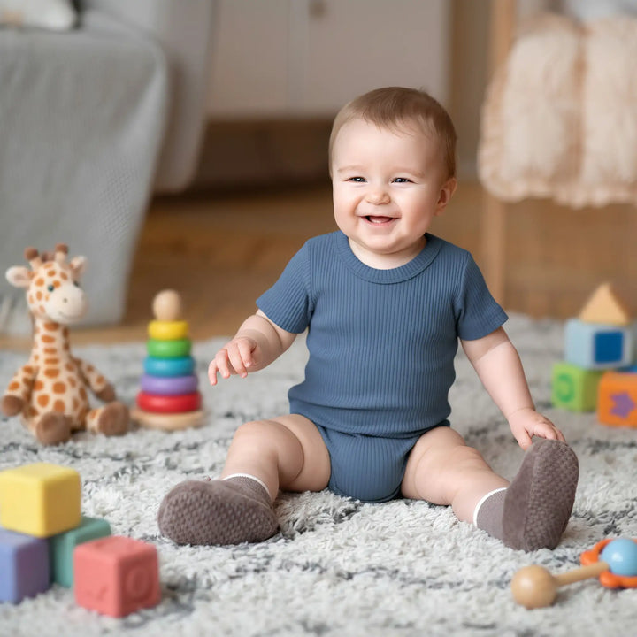 Babies Basic Ribbed Cotton Short Sleeves Romper / Bodysuit