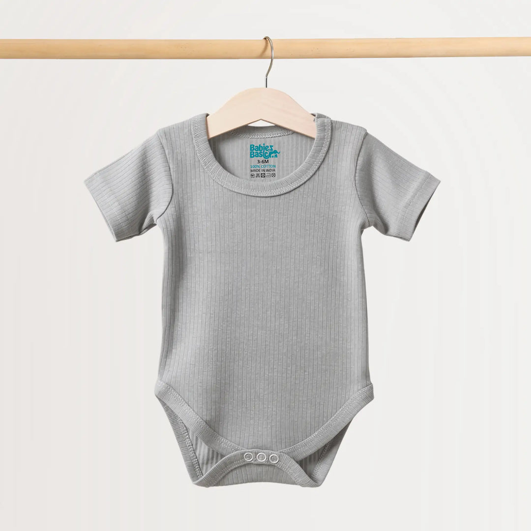 Babies Basic Ribbed Cotton Short Sleeves Romper / Bodysuit