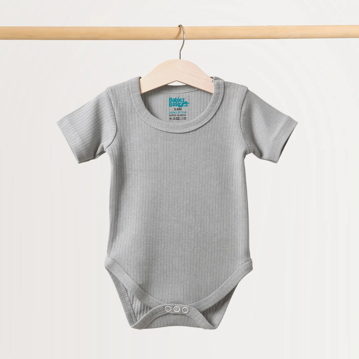 Babies Basic Ribbed Cotton Short Sleeves Romper / Bodysuit